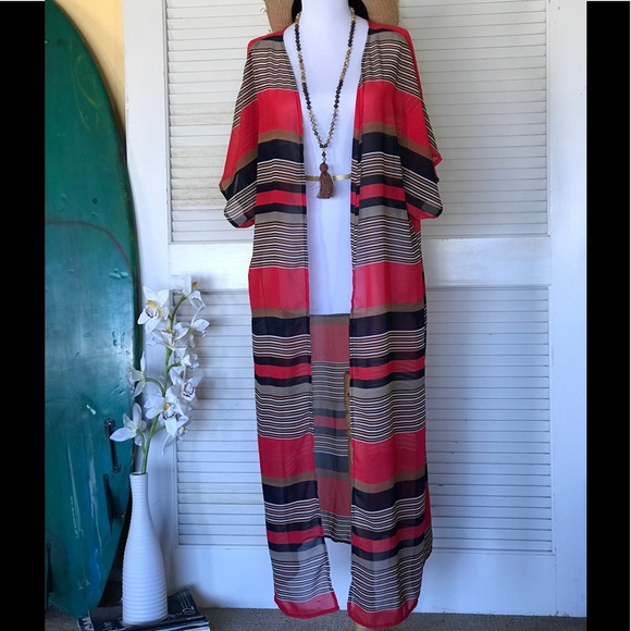 NWT Long Stripes Kimono MADE IN USA - Picture 6 of 6